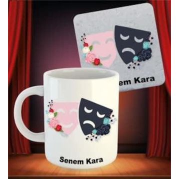 Tiyatro Maske Porselen Kupa Bardak