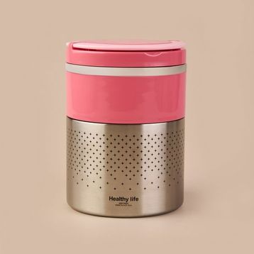 Tohana 1.5 lt Pembe 2 Katlı Çelik Yemek Termosu