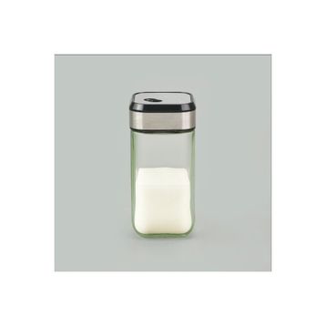 Tohana 100 ml Şeffaf Siyah Döner Kapaklı Kare Cam Tuzluk