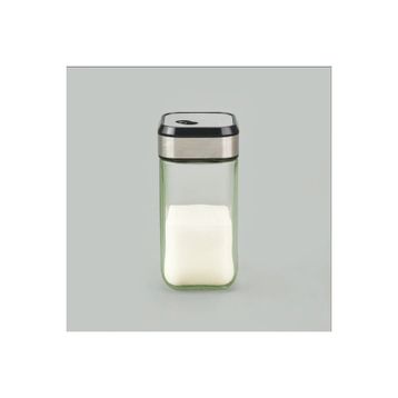 Tohana 100 ml Şeffaf Siyah Döner Kapaklı Kare Cam Tuzluk