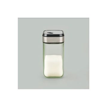 Tohana 100 ml Şeffaf Siyah Döner Kapaklı Kare Cam Tuzluk