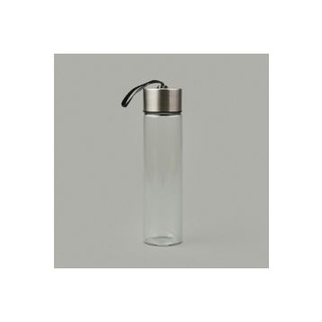 Tohana 450 ml Şeffaf Gri H2O Metal Kapaklı Cam Matara