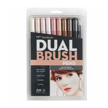 Tombow AB-T Dual Brush Pen Portre Renkleri Seti 10 Renk Grafik Kalemi