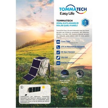 Tommatech QC 3.0 25 WP 3A Katlanabilir Solar Şarj Paneli