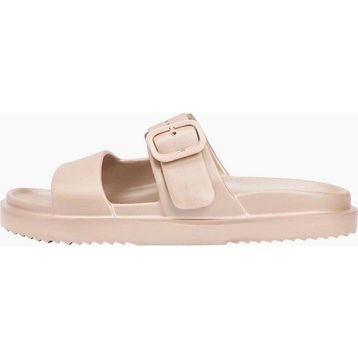Tommy Hilfiger Double Strap Enamel Flag FW0FW091140HT Safari Canvas Pearlized Altın Kadın Terlik