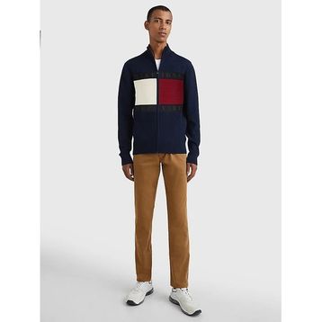 Tommy Hilfiger MW0MW25343DW5 Fermuarlı Yaka Mavi Erkek Kazak