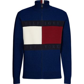 Tommy Hilfiger MW0MW25343DW5 Fermuarlı Yaka Mavi Erkek Kazak