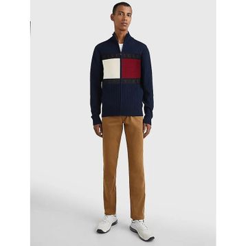 Tommy Hilfiger MW0MW25343DW5 Fermuarlı Yaka Mavi Erkek Kazak