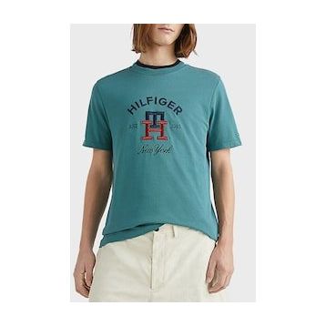 Tommy Hilfiger MW0MW30043 MB6 Haki Logolu Bisiklet Yaka %100 Pamuk Regular Fit Erkek T-shirt