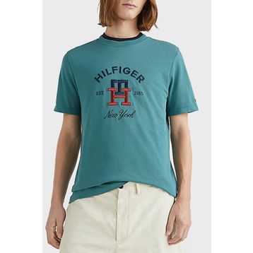 Tommy Hilfiger MW0MW30043 MB6 Haki Logolu Bisiklet Yaka %100 Pamuk Regular Fit Erkek T-shirt
