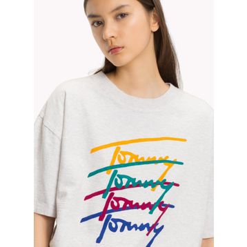 Tommy Hilfiger Tjm Camo Ground Logo Tee Beyaz White Ybr Erkek Üst Ve T-Shirt