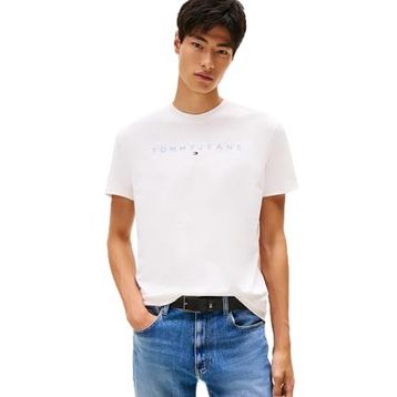 Tommy Hilfiger TJM REG Linear Logo Tee Ext Beyaz Erkek T-shirt