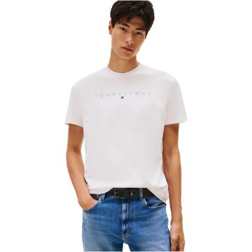 Tommy Hilfiger TJM REG Linear Logo Tee Ext Beyaz Erkek T-shirt