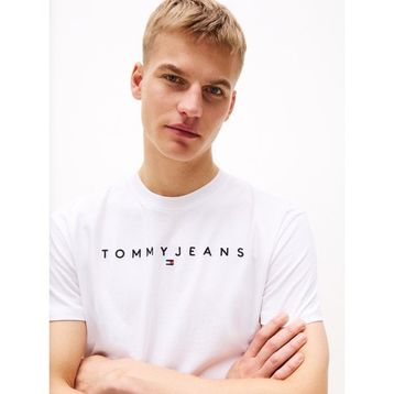 Tommy Hilfiger TJM REG Linear Logo Tee Ext Beyaz Erkek T-shirt