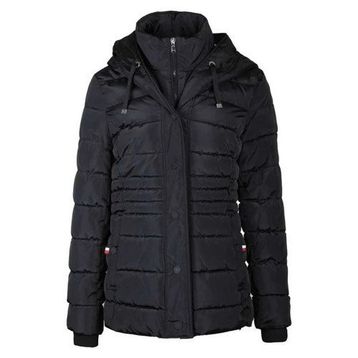 Tommy Hilfiger TW2MP121-BLACK Puffer Siyah Kapüşonlu Kadın Mont