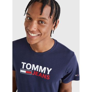 Tommy Jeans DM0DM15379 Mavi Erkek T-Shirt