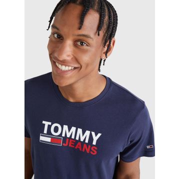 Tommy Jeans DM0DM15379 Mavi Erkek T-Shirt