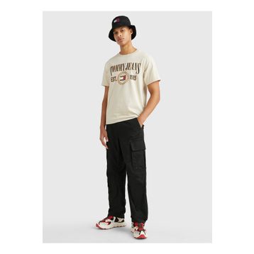 Tommy Jeans DM0DM16231ACI_TJM RLX TJ LUXE 2 TEE Bisiklet Yaka Baskılı Bej Erkek T-shirt