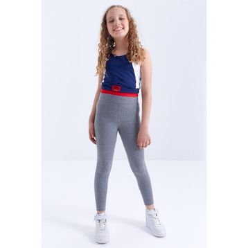 Tommy Life 75047 Yüksek Bel Dar Paça Kız Çocuk Gri Melanj Tayt