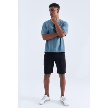 Tommy Life 81136 Gizli Fermuar Arka Cepli Bağcıklı Siyah Erkek Standart Kalıp Şort