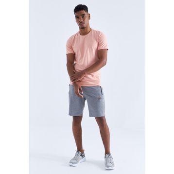 Tommy Life 81136 Gri Melanj Gizli Fermuar Arka Cepli Bağcıklı Standart Kalıp Erkek Şort
