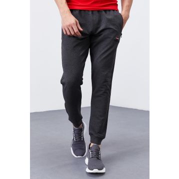 Tommy Life 84651 Antrasit Melanj Fermuar Cepli Standart Kalıp Jogger Erkek Eşofman Altı