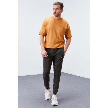 Tommy Life 84651 Fermuar Cepli Standart Kalıp Jogger Haki Erkek Eşofman Altı
