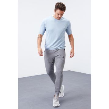 Tommy Life 84651 Gri Melanj Fermuar Cepli Standart Kalıp Jogger Erkek Eşofman Altı
