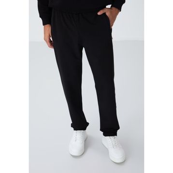 Tommy Life 84669 Fermuar Cepli Dar Kalıp Klasik Paça Siyah Erkek Eşofman Altı