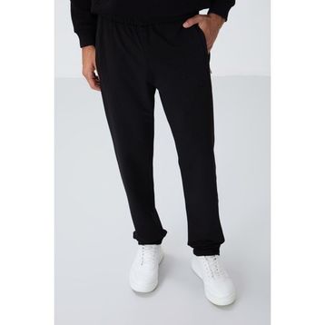 Tommy Life 84669 Fermuar Cepli Dar Kalıp Klasik Paça Siyah Erkek Eşofman Altı