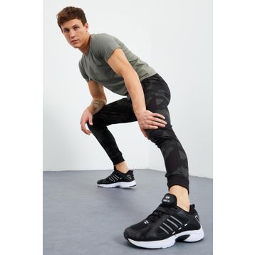Tommy Life 84754 Siyah Kamuflaj Desenli Dar Kalıp Jogger Gölge Erkek Eşofman Altı