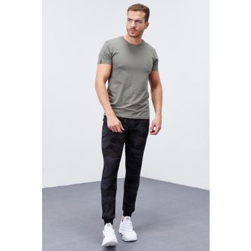 Tommy Life 84754 Siyah Kamuflaj Desenli Dar Kalıp Jogger Kamuflaj Erkek Eşofman Altı
