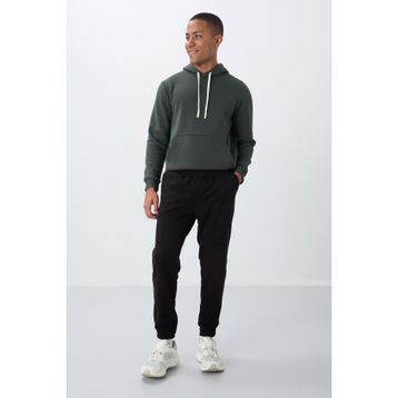 Tommy Life 84866 Siyah Gizli Fermuarlı Rahat Form Jogger Polar Erkek Eşofman Alt