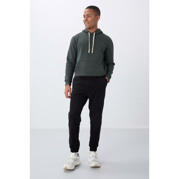 Tommy Life 84866 Siyah Gizli Fermuarlı Rahat Form Jogger Polar Erkek Eşofman Alt