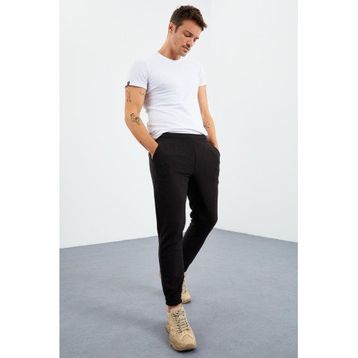 Tommy Life 84866 Siyah Gizli Fermuarlı Rahat Form Jogger Polar Erkek Eşofman Alt