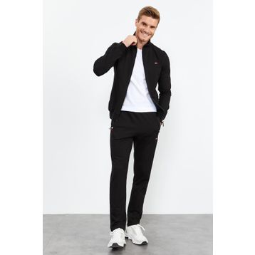 Tommy Life 85072 Dik Yaka Fermuarlı Rahat Form Klasik Paça Siyah Erkek Eşofman Takımı