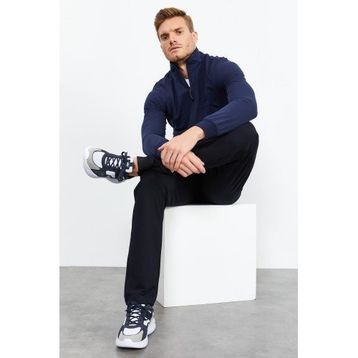 Tommy Life 85152 İndigo Lacivert Dik Yaka Fermuarlı Standart Kalıp Klasik Paça Erkek Eşofman Takımı