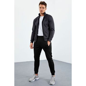 Tommy Life 85160 İndigo Dik Yaka Fermuarlı Standart Kalıp Manşetli Erkek Eşofman Takım