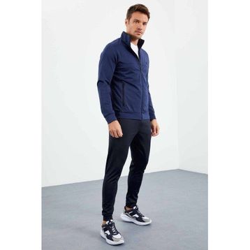 Tommy Life 85160 İndigo Dik Yaka Fermuarlı Standart Kalıp Manşetli Erkek Eşofman Takım