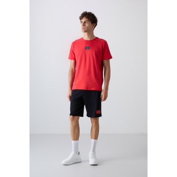 Tommy Life 85243 Fiesta Lacivert Pamuklu Yumuşak Dokulu Standart Fit Baskılı Erkek Şortlu Takım
