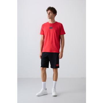 Tommy Life 85243 Fiesta Lacivert Pamuklu Yumuşak Dokulu Standart Fit Baskılı Erkek Şortlu Takım