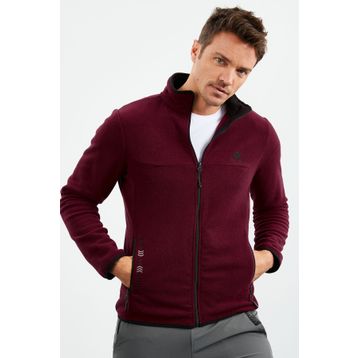 Tommy Life 87992 Erguvan Erkek Yazı Nakışlı Dik Yaka Fermuarlı Standart Kalıp Sweatshirt Polar