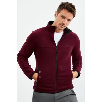 Tommy Life 87992 Erguvan Erkek Yazı Nakışlı Dik Yaka Fermuarlı Standart Kalıp Sweatshirt Polar