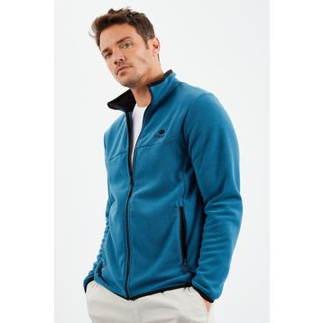 Tommy Life 87992 Zümrüt Erkek Yazı Nakışlı Dik Yaka Fermuarlı Standart Kalıp Sweatshirt Polar