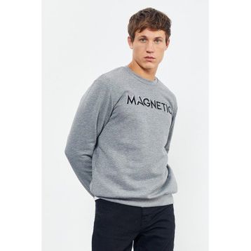 Tommy Life 88020 Gri Melanj Yazı Nakışlı O Yaka Rahat Form Erkek Sweatshirt
