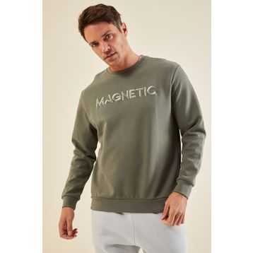 Tommy Life 88020 Gri Melanj Yazı Nakışlı O Yaka Rahat Form Erkek Sweatshirt