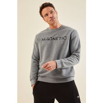 Tommy Life 88020 Gri Melanj Yazı Nakışlı O Yaka Rahat Form Erkek Sweatshirt