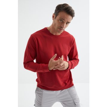 Tommy Life 88053 Kırmızı Basic O Yaka Rahat Form Erkek Sweatshirt