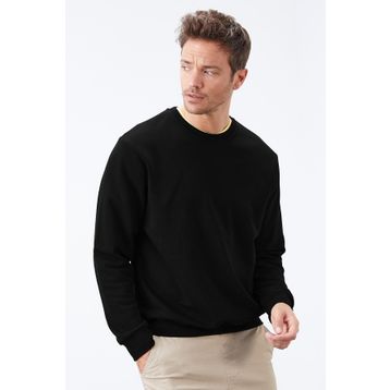 Tommy Life 88053 Siyah Basic O Yaka Rahat Form Erkek Sweatshirt