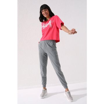 Tommy Life 94561 Gri Melanj Yüksek Bel Jogger Rahat Form Manşetli Kadın Eşofman Altı